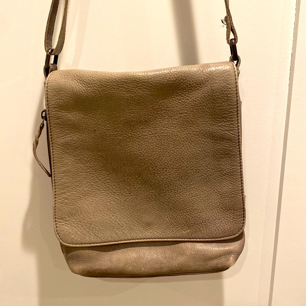Rock Paper Scissors Gray Leather Crossbody Bag